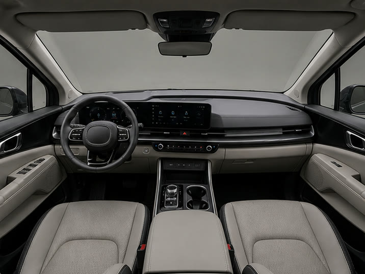 Kia Carnival 3.5 GDi Premium – dashboard en voorstoelen